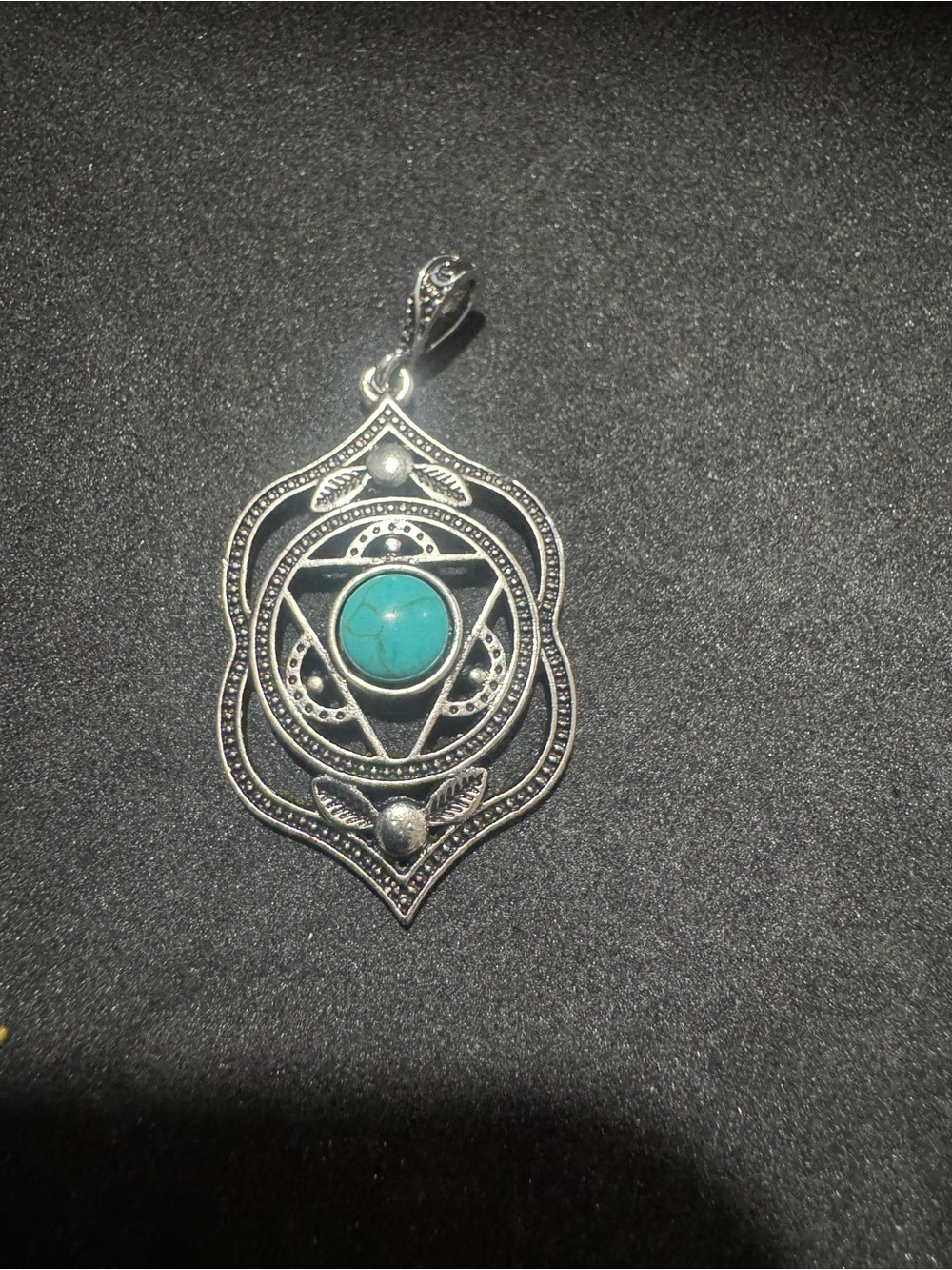Sterling-Style Turquoise Pendant Necklace - Bohemian Silver Tone